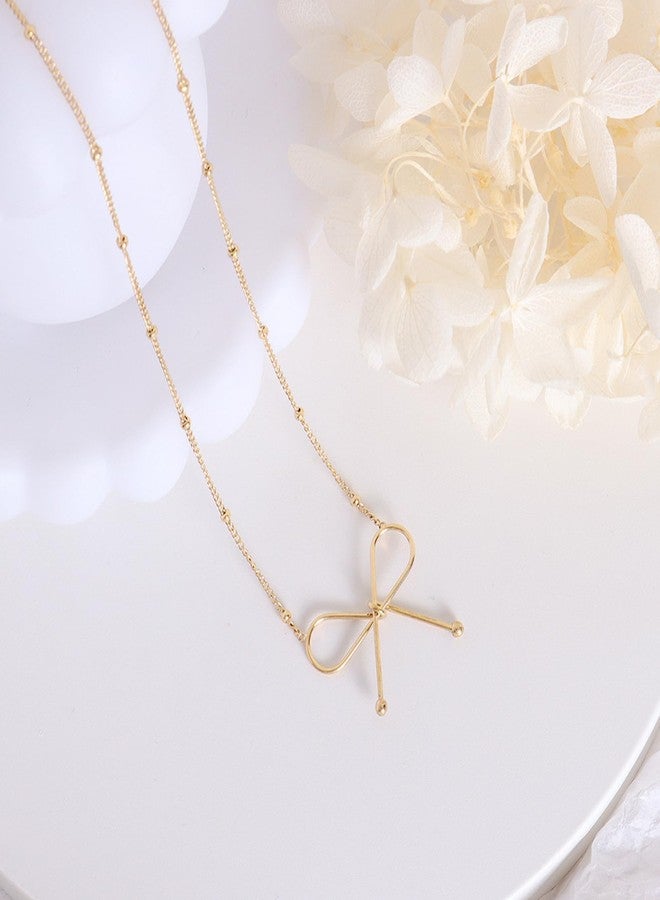 JAVARNV Bow Necklace for Women Dainty Gold Necklace Bow Jewelry Cute Bowknot Pendant Charm Necklaces Gold Jewelry for Women Christmas Birthday Gift - Image 4